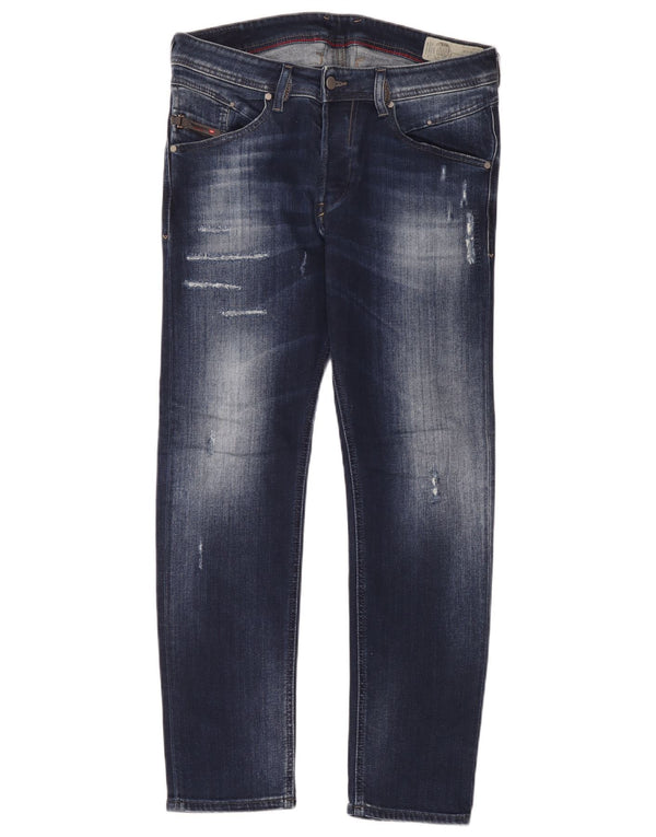 Diesel Mens Belther Distressed Sužene uske traperice W32 L30 Plavi pamuk