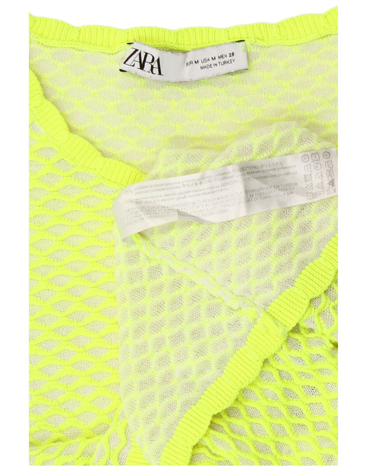 Zara ženski gornji dio kratke bluze UK 14 srednje zeleni geometrijski poliester