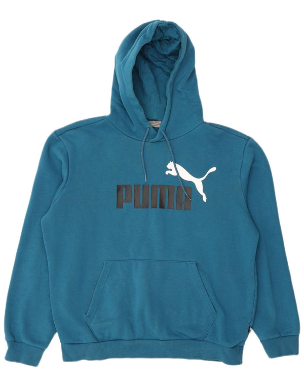 Puma muška majica s kapuljačom srednje plavi pamuk