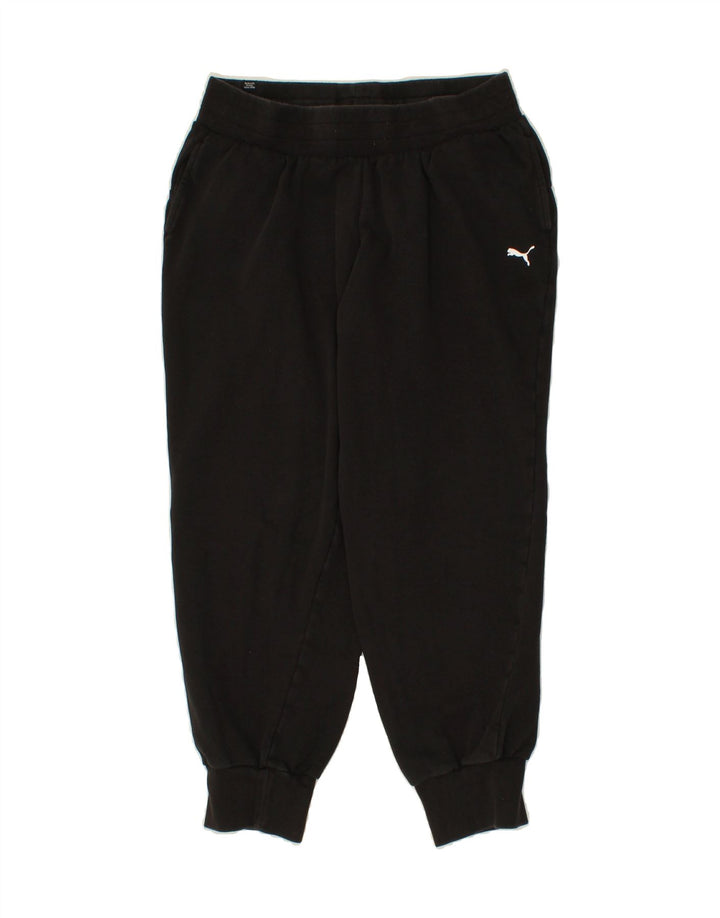 PUMA Womens Crop Tracksuit Trousers Joggers UK 14 Medium  Black Polyester Vintage Puma and Second-Hand Puma from Messina Hembry 