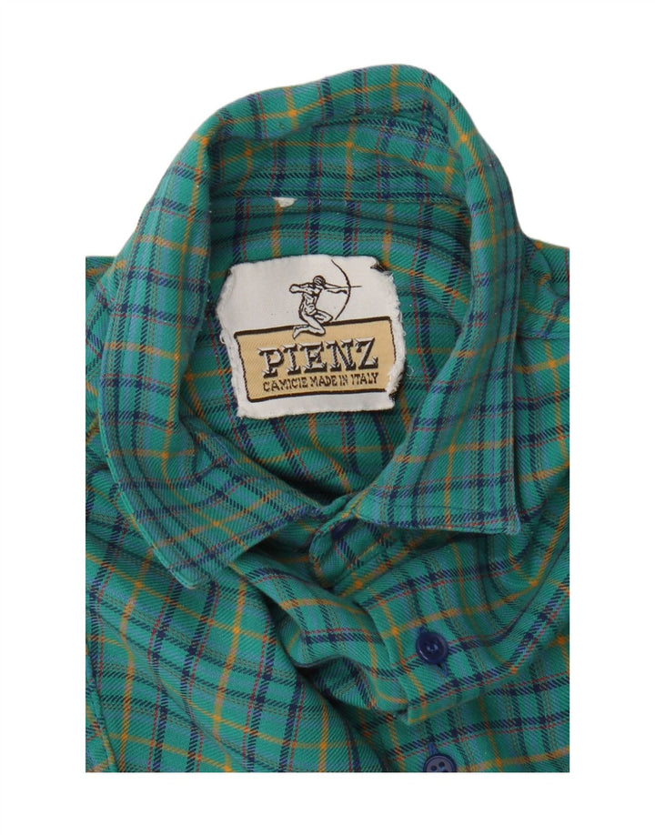 Vintage muška flanelska košulja srednje tirkizne boje