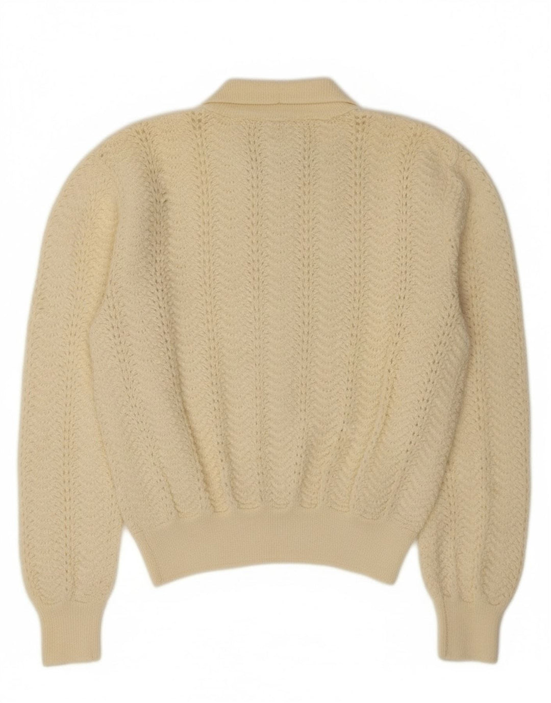 Vintage ženski kratki kardigan pulover UK 10 Small Off White