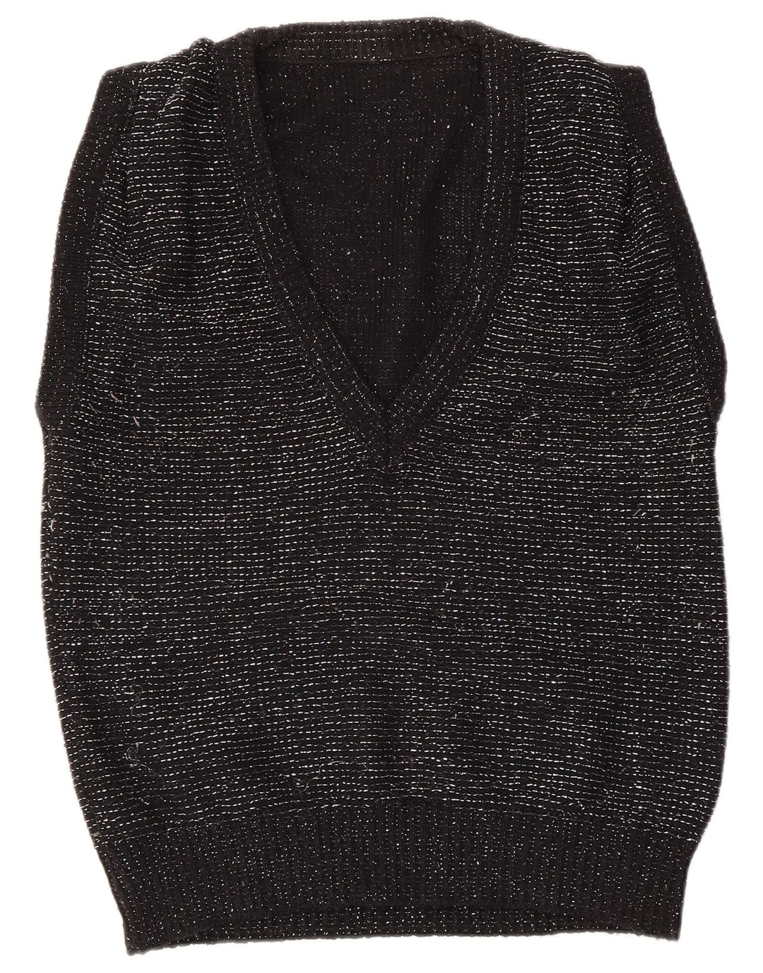 VINTAGE ženski prsluk bez rukava EU 40/42 srednje crni flekasti akril