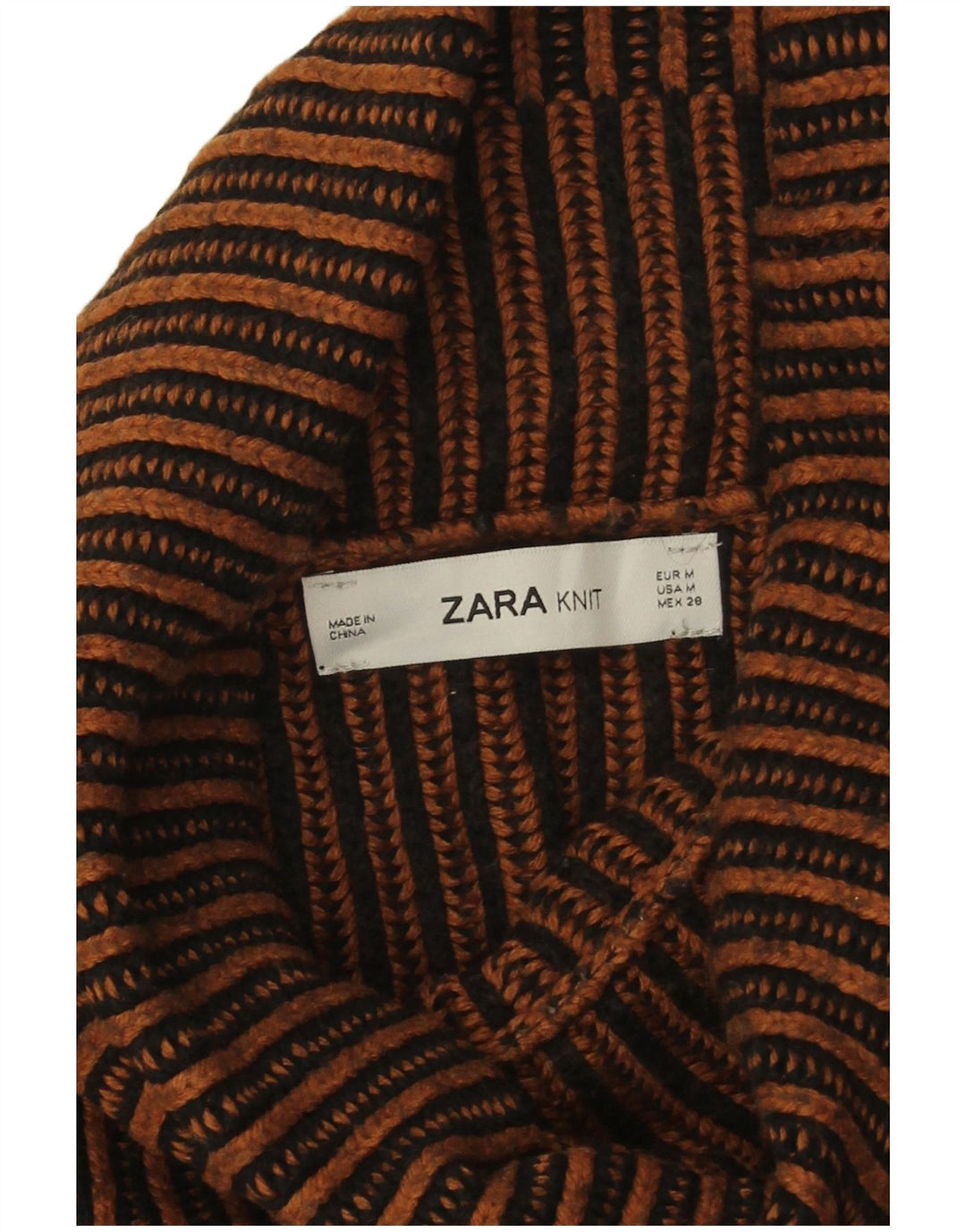 Zara ženski pulover s rol izrezom UK 14 Srednje smeđe na pruge