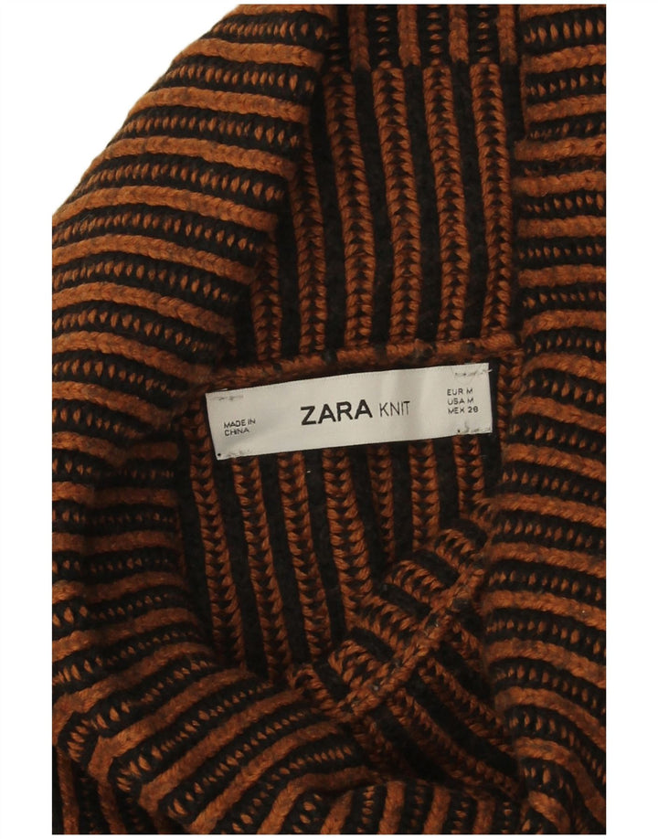 Zara ženski pulover s rol izrezom UK 14 Srednje smeđe na pruge