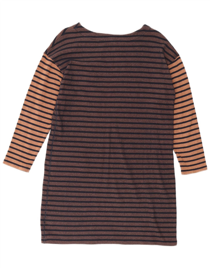 WHITE STUFF Ženska plašt haljina dugih rukava UK 14 Velike smeđe pruge