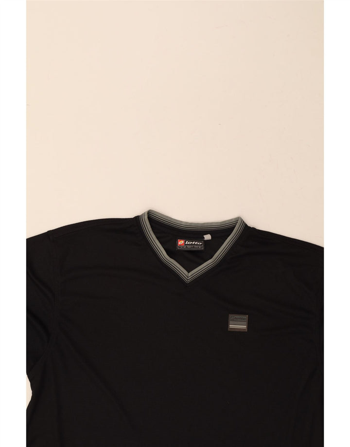 LOTTO Mens T-Shirt Top Large Black Polyester Vintage Lotto and Second-Hand Lotto from Messina Hembry 