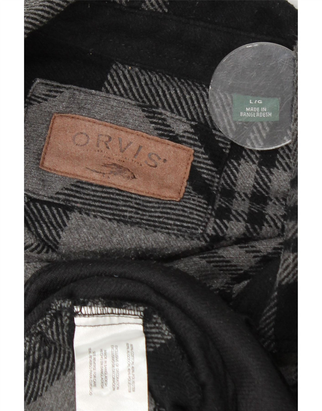 Orvis muška flanelska košulja, veliki sivi karirani pamuk