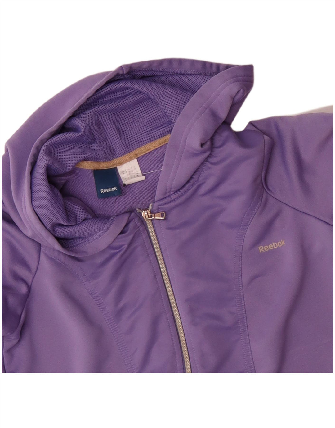 Reebok ženski pulover s kapuljačom s patentnim zatvaračem UK 12 Srednje ljubičasti poliester