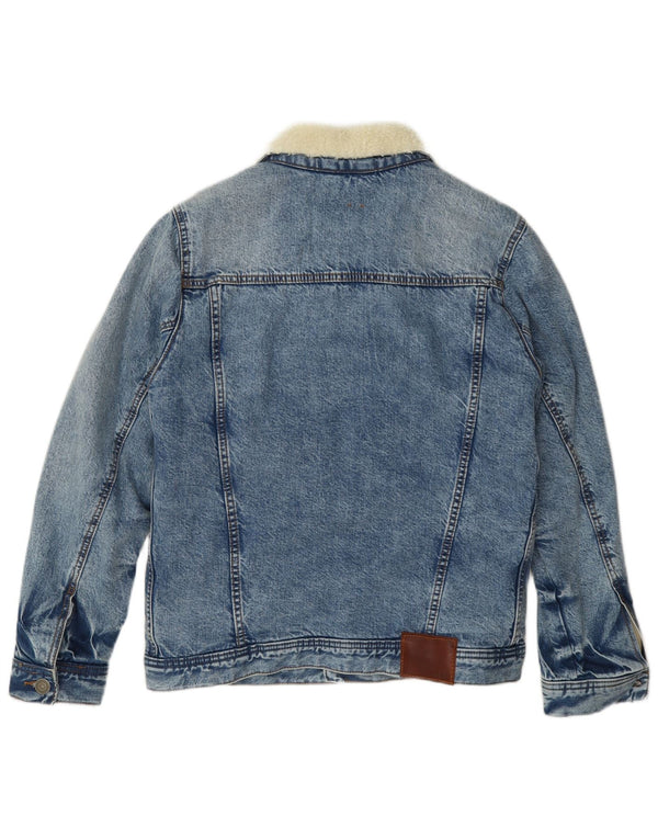 Abercrombie & Fitch Mens Denim Sherpa Jacket UK 34 Small Blue Cotton
