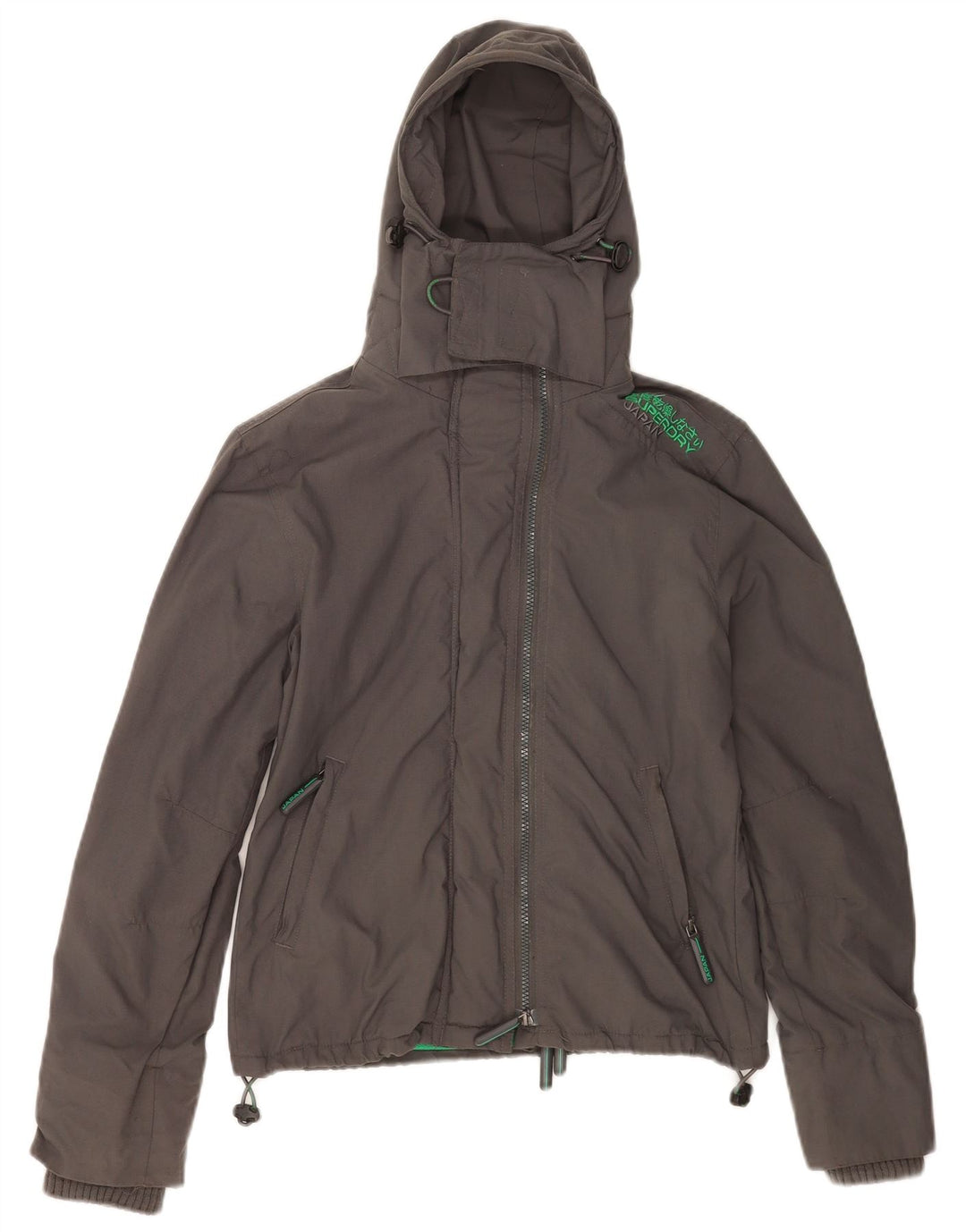 Superdry ženska vjetrovka s kapuljačom UK 10 Mala siva najlonska jakna