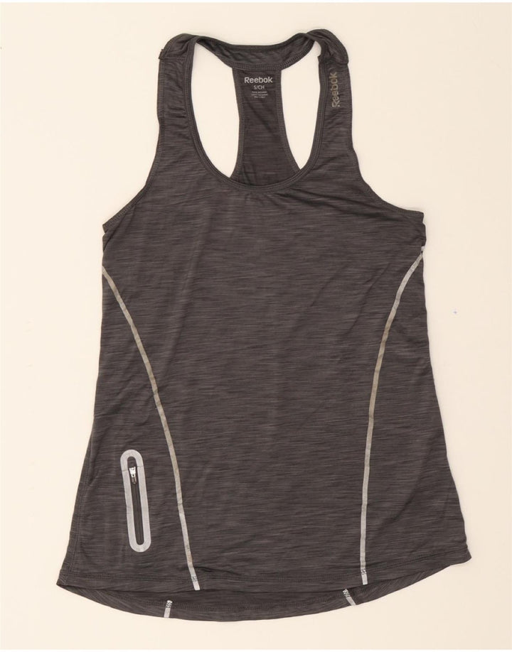 REEBOK Womens Vest Top UK 10 Small Grey Flecked Polyester Vintage Reebok and Second-Hand Reebok from Messina Hembry 