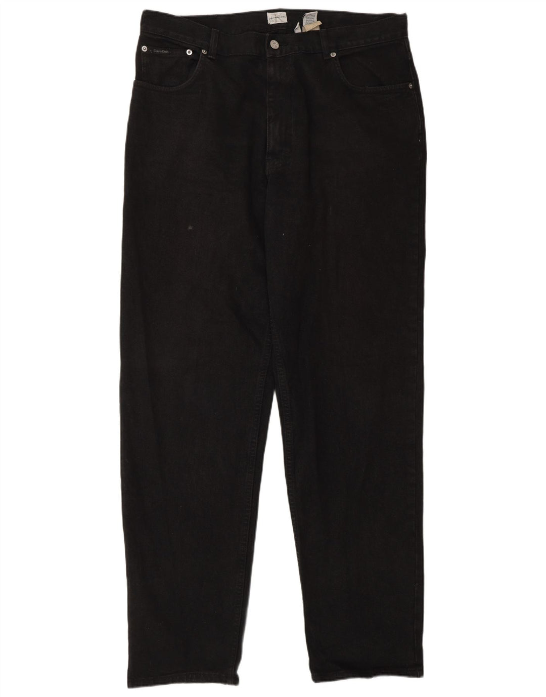 CALVIN KLEIN Ženske sužene traperice W36 L34 Crni pamuk