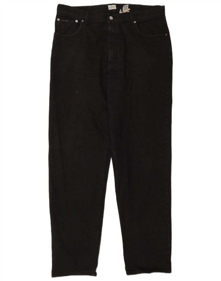 CALVIN KLEIN Ženske sužene traperice W36 L34 Crni pamuk