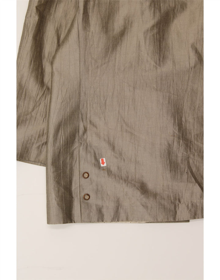 VINTAGE Womens Longline Double Breasted Blazer Jacket EU 38 Medium Grey Vintage Vintage and Second-Hand Vintage from Messina Hembry 