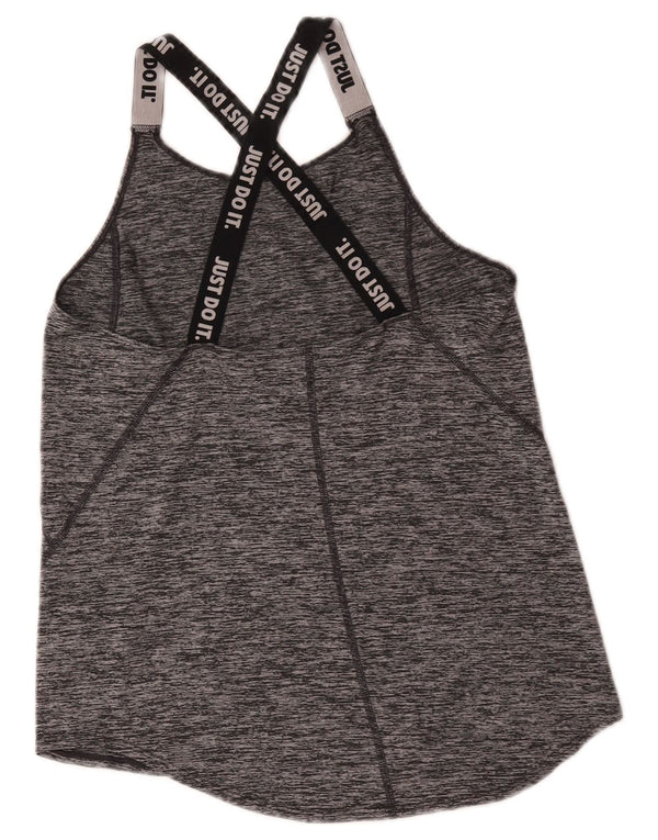Nike Girls Dri Fit Graphic Vest Top 13-14 Years XL Grey Flected