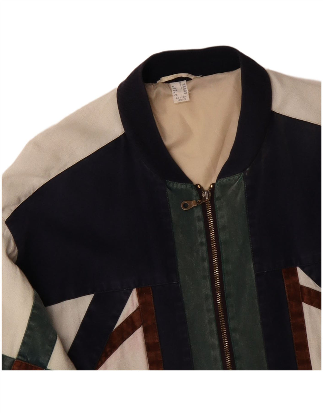 VINTAGE muška bomber jakna širokog kroja UK 36 Small Off White Colourblock