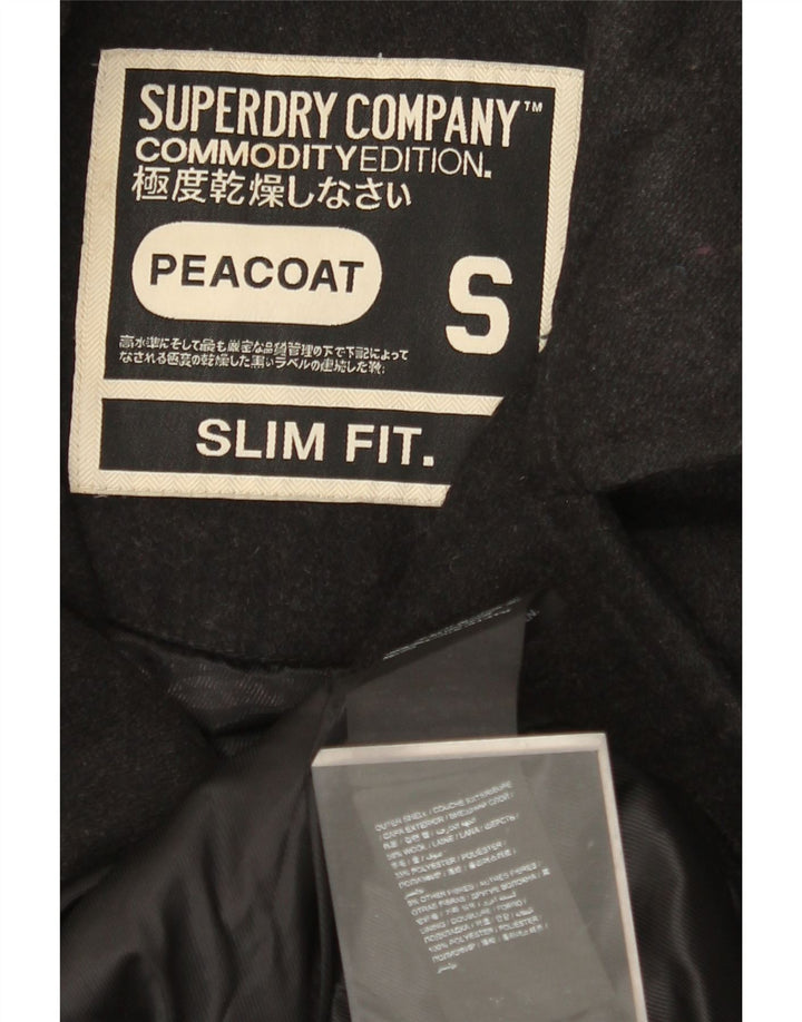 SUPERDRY muški uski kaput graškastog kroja UK 36 Mali crni vuneni