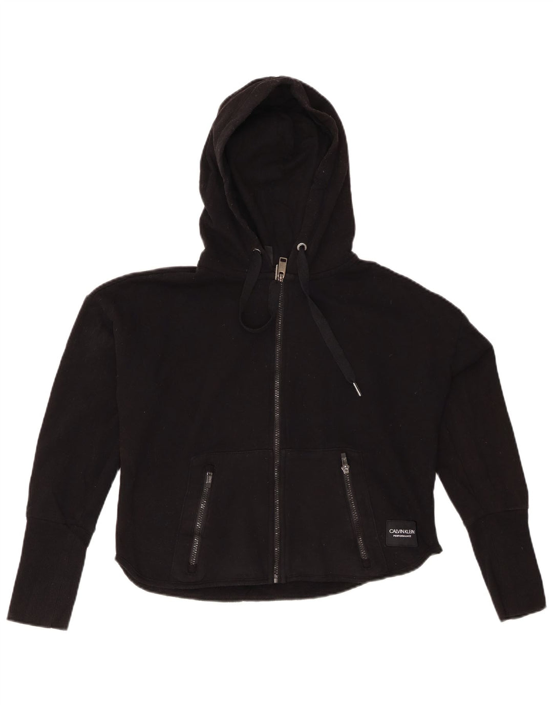 CALVIN KLEIN Ženski preveliki pulover s kapuljačom s patentnim zatvaračem UK 10 Mala crna