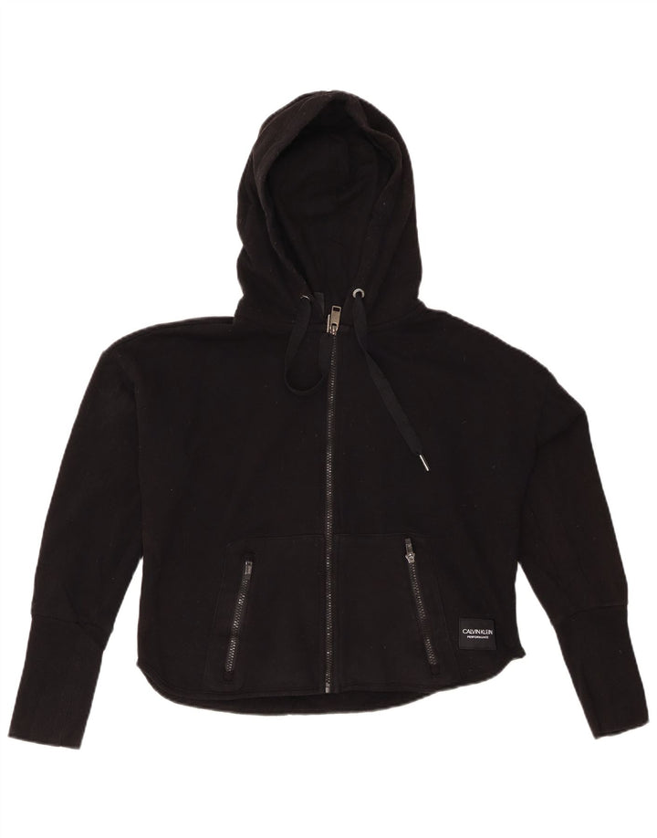 CALVIN KLEIN Ženski preveliki pulover s kapuljačom s patentnim zatvaračem UK 10 Mala crna