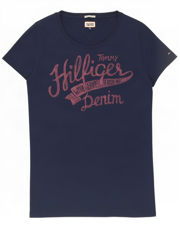 Tommy Hilfiger Womens Graphic T-Shirt Top UK 18 XL Navy Blue Polyester