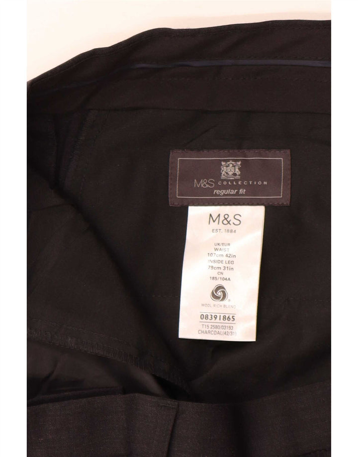 Marks & Spencer muške hlače standardnog kroja W42 L31 Siva vuna