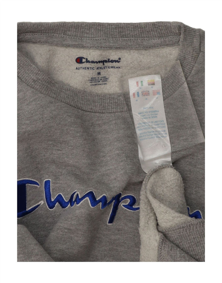 CHAMPION Womens Graphic Sweatshirt Jumper UK 14 Medium Grey Cotton Vintage Champion and Second-Hand Champion from Messina Hembry 