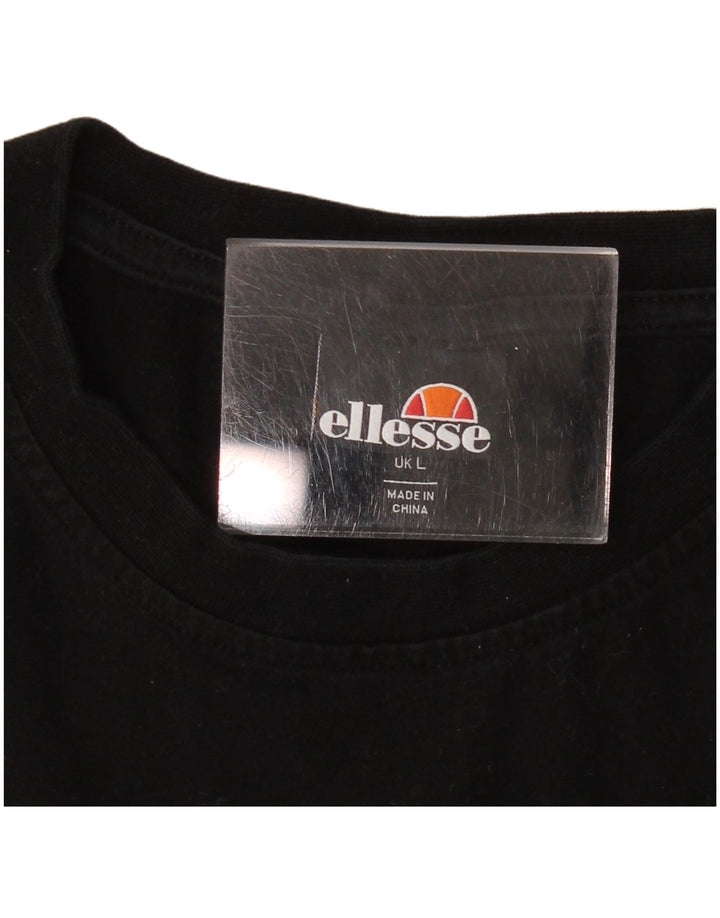 ELLESSE Mens Graphic T-Shirt Top Large Black