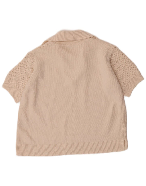 Marks & Spencer ženski kratki polo izrez pulover UK 14 Medium Off White