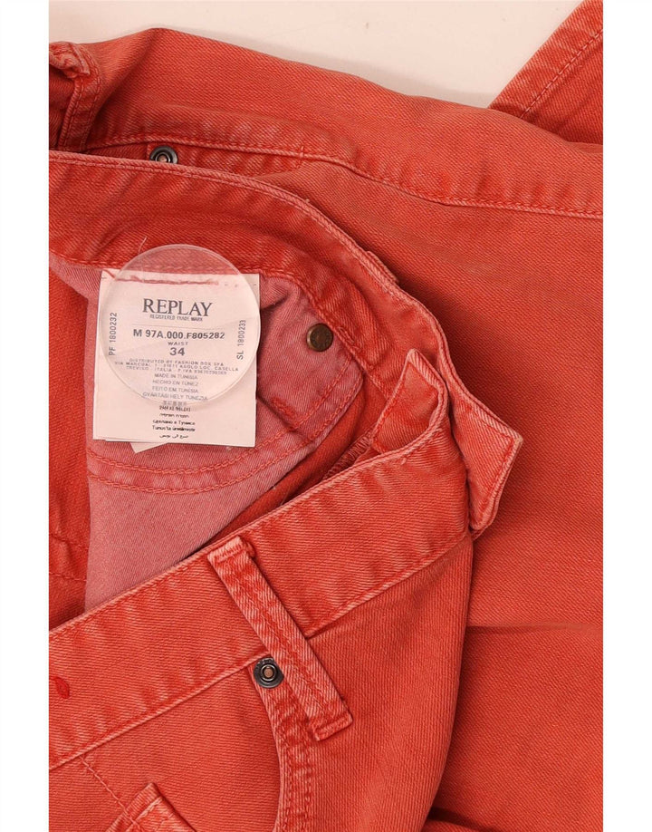 Replay Muške Graphic Regular Denim kratke hlače W34 Veliki crveni pamuk