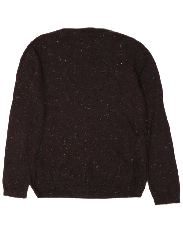 Hobbs Womens Crew Neck Jumper Sweater UK 10 Small Black Flecked Cotton
