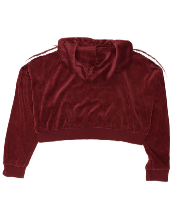 Adidas ženska majica s kapuljačom od kratkog velura UK 16 velika bordo