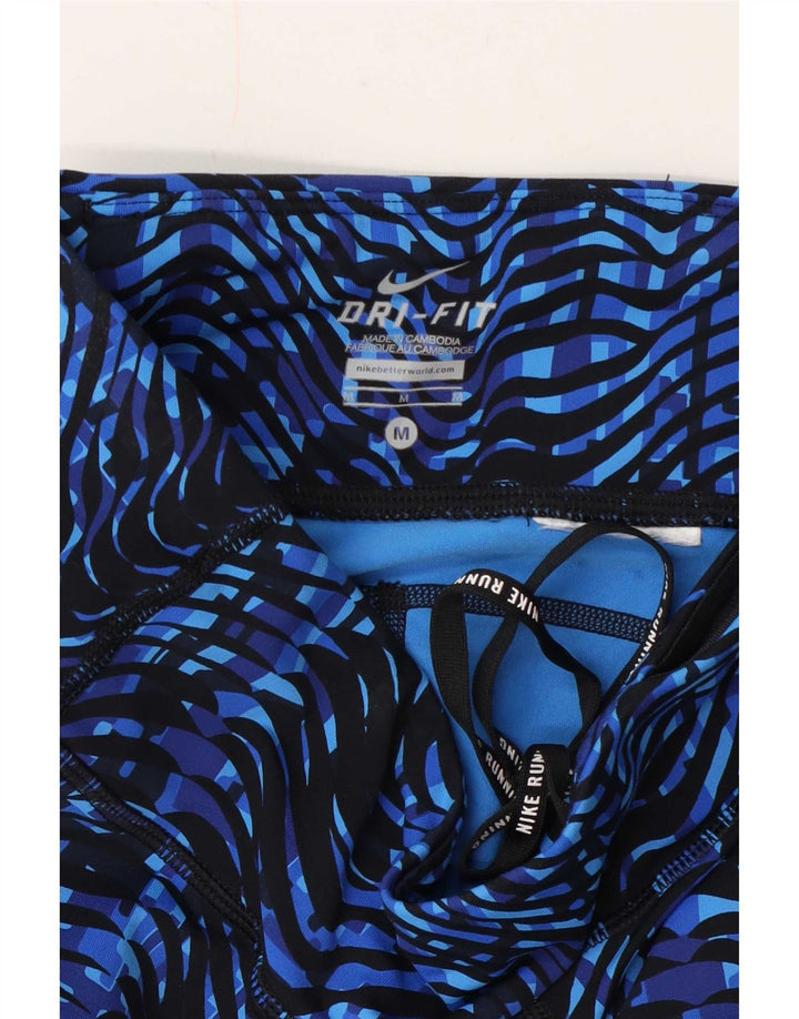 Nike Ženske Dri Fit tajice s apstraktnim uzorkom UK 12 Srednje plavi ševron