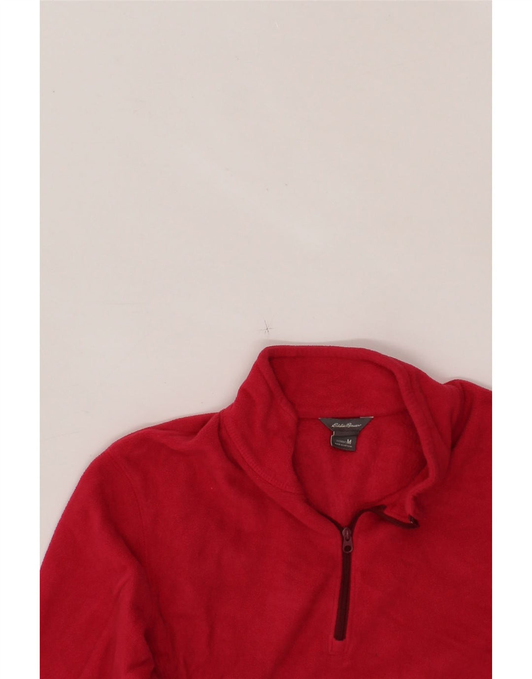 EDDIE BAUER Womens Zip Neck Fleece Jumper UK 14 Medium Red Polyester Vintage Eddie Bauer and Second-Hand Eddie Bauer from Messina Hembry 