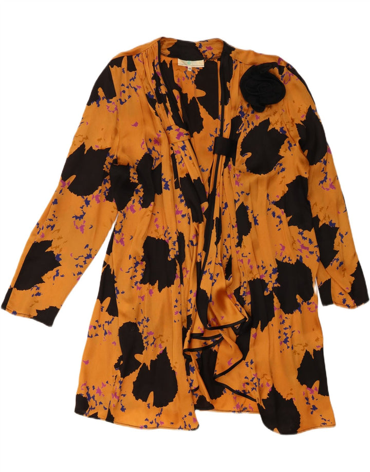 Vintage ženski kardigan s apstraktnim uzorkom IT 48 XL žuti poliester