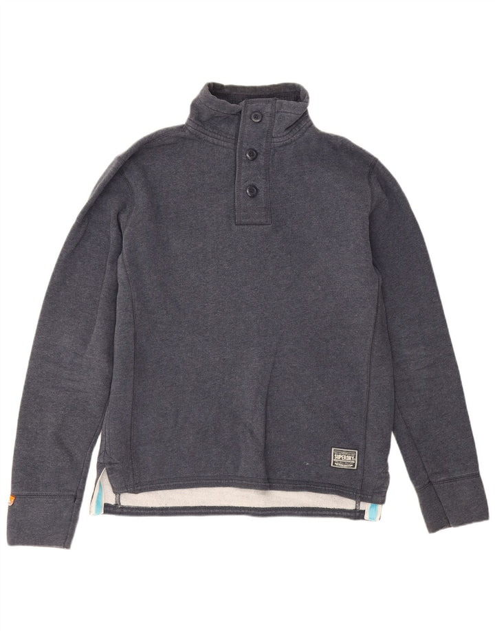 Superdry muška dukserica s dugmadima i ovratnikom, veliki tamnoplavi pamuk