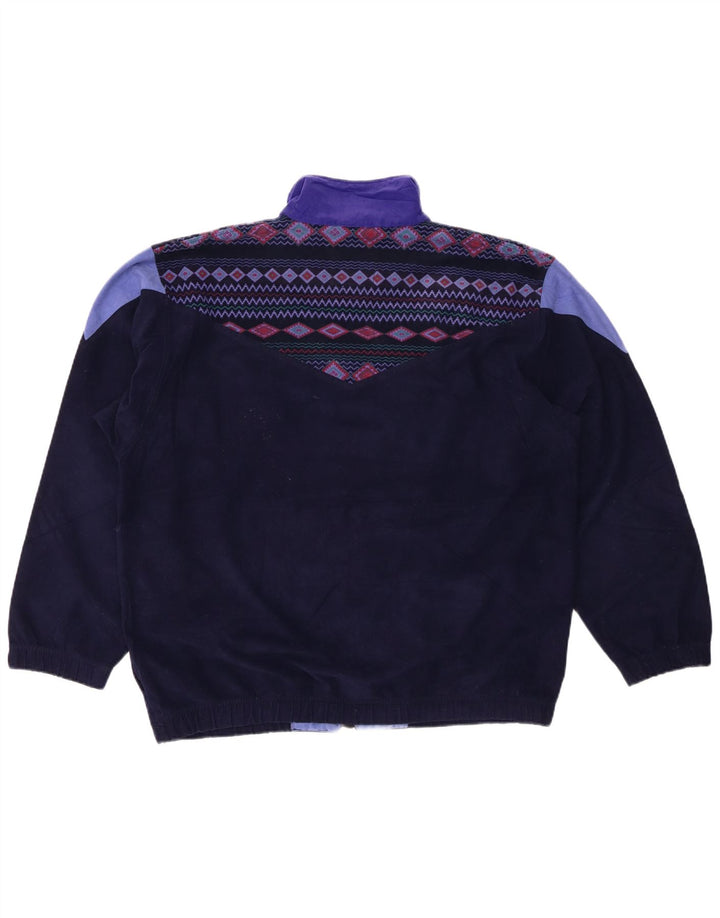 VINTAGE Mens Tracksuit Top Jacket XL Navy Blue Fair Isle