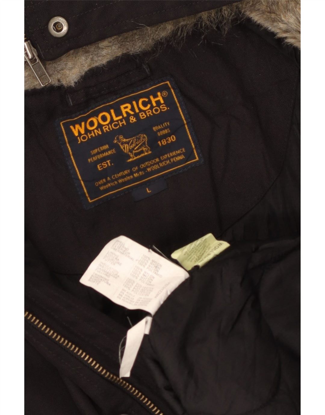 Woolrich muška bomber jakna s kapuljačom UK 40 veliki crni najlon