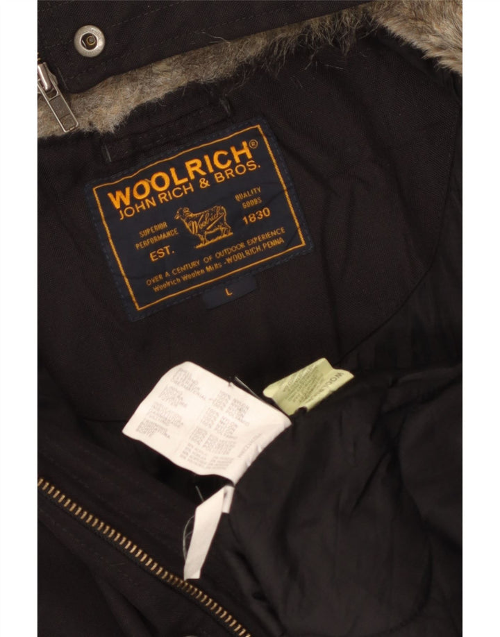 Woolrich muška bomber jakna s kapuljačom UK 40 veliki crni najlon