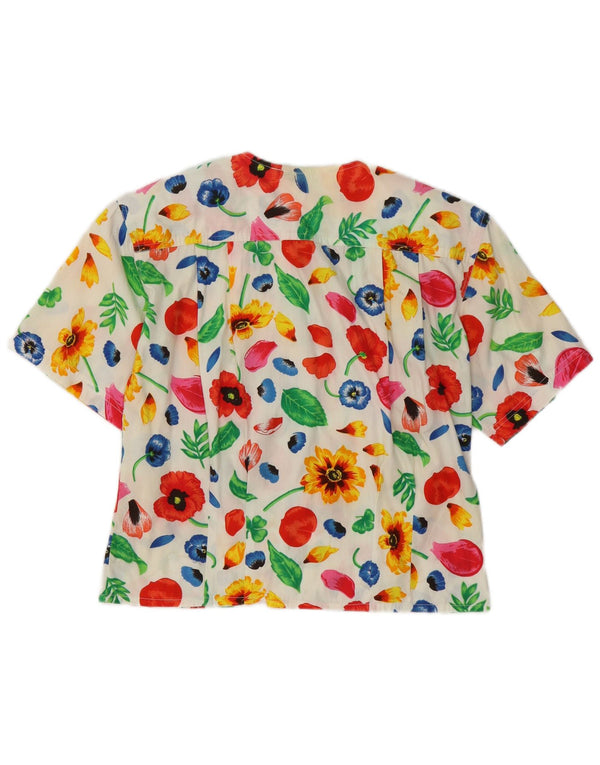 Express Womens Short Sleeve Shirt Blouse UK 14 Medium White Floral