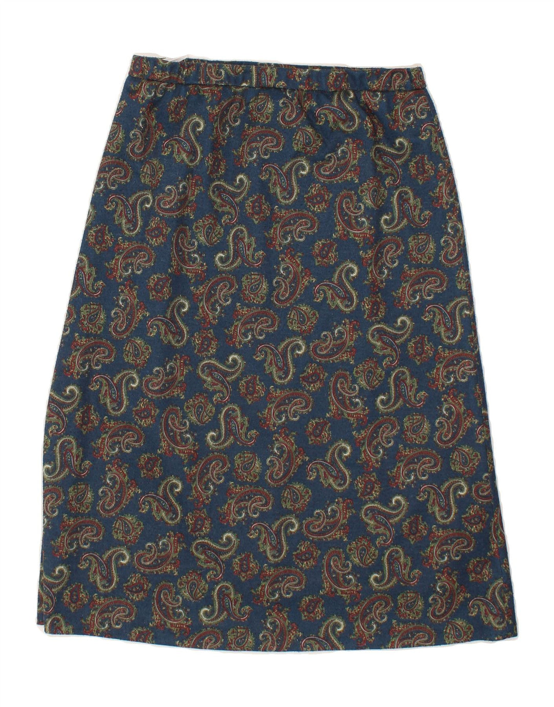 VINTAGE Womens A-Line Skirt W28 Medium Navy Blue Paisley Vintage Vintage and Second-Hand Vintage from Messina Hembry 