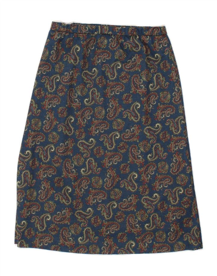 VINTAGE Womens A-Line Skirt W28 Medium Navy Blue Paisley Vintage Vintage and Second-Hand Vintage from Messina Hembry 