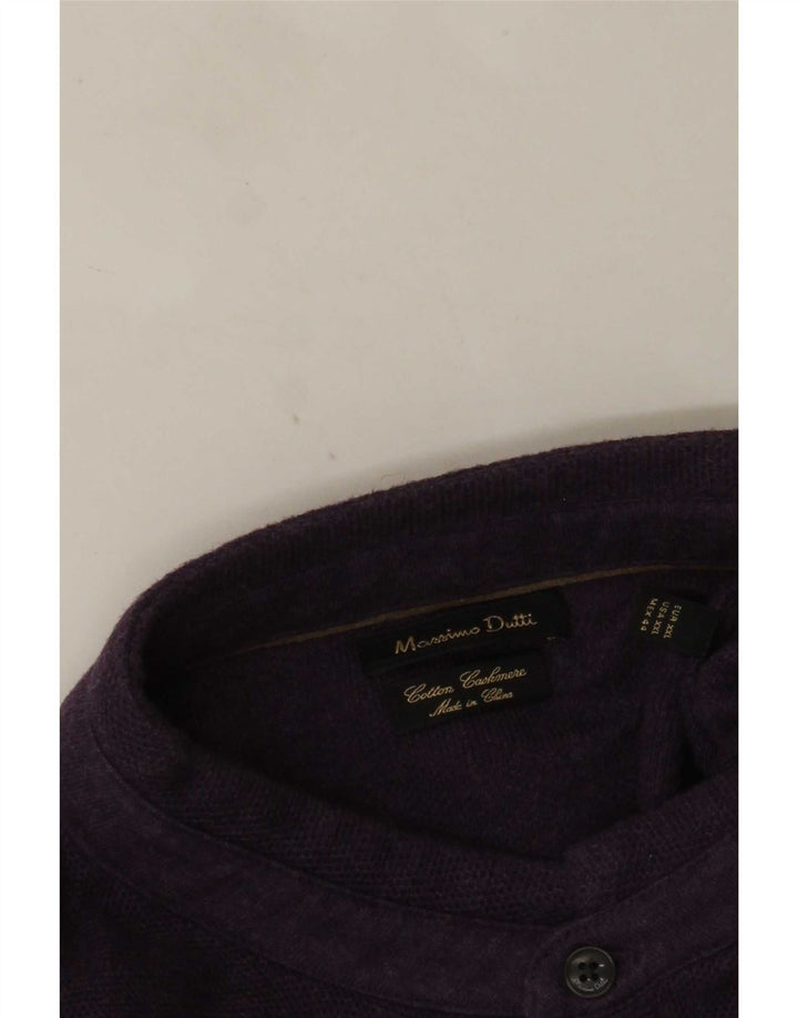 Massimo Dutti muški džemper s dugmadima i ovratnikom 2XL ljubičasti pamuk