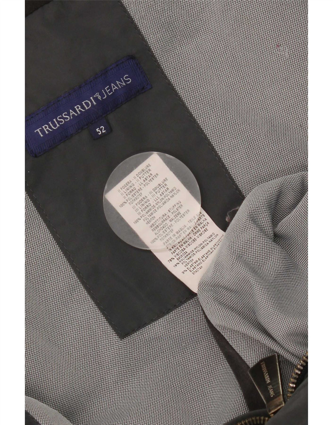 Trussardi Jeans muška podstavljena jakna s kapuljačom IT 52 XL sivi poliester