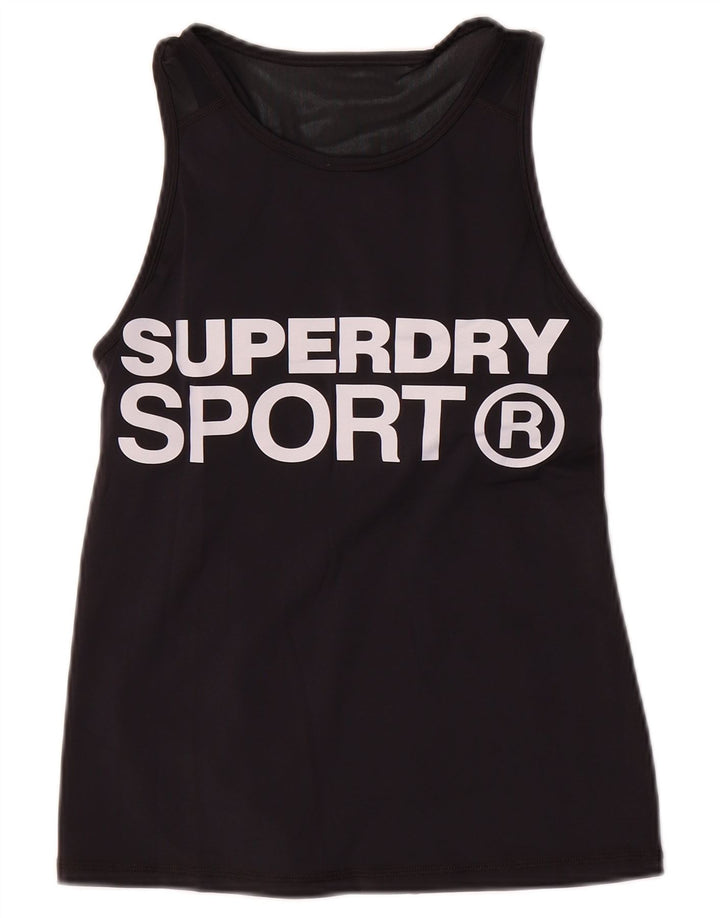 Superdry ženski grafički prsluk UK 10 Mali crni najlon