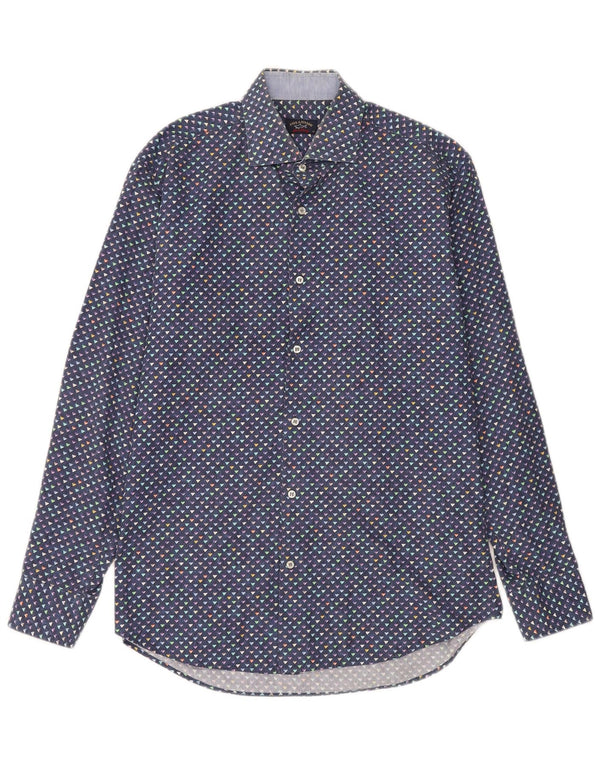 PAUL & SHARK Mens Yachting Shirt Size 42 Large Blue Spotted Cotton