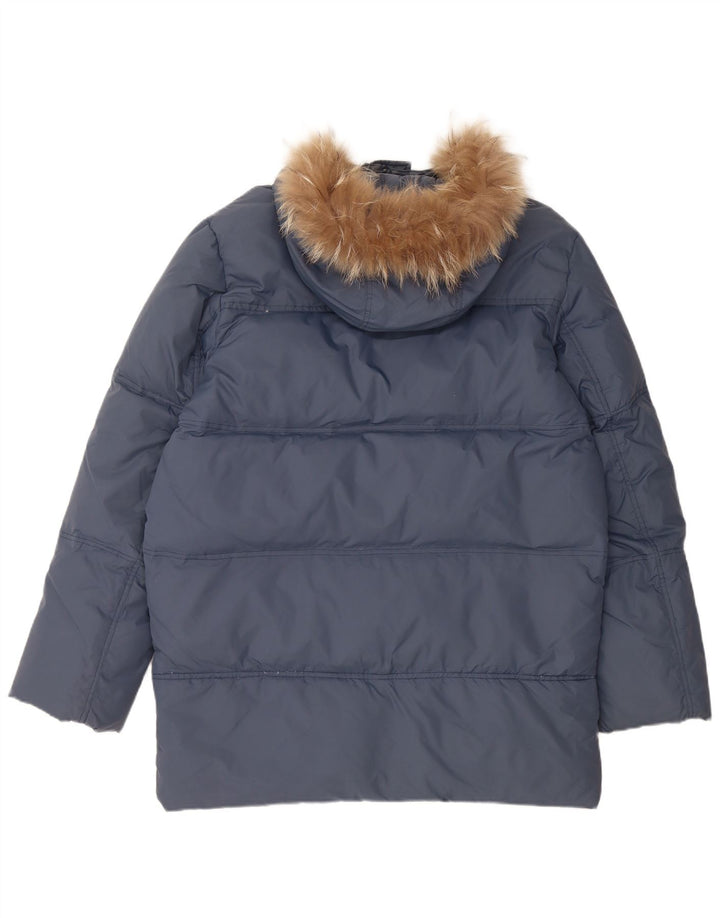 VINTAGE Muški široki kaput s kapuljačom i podstavljenim kaputom UK 36 Mali plavi najlon