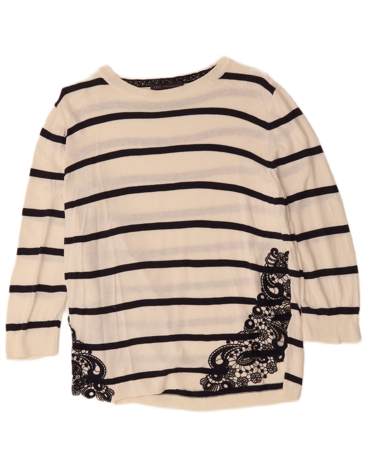 MARKS & SPENCER Ženski džemper s morskim izrezom UK 12 Srednje bijeli