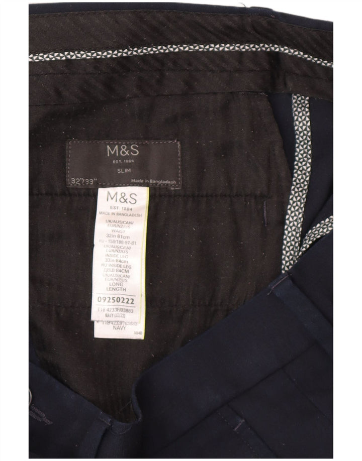 Marks & Spencer muške uske chino hlače W32 L30 tamnoplavi poliester