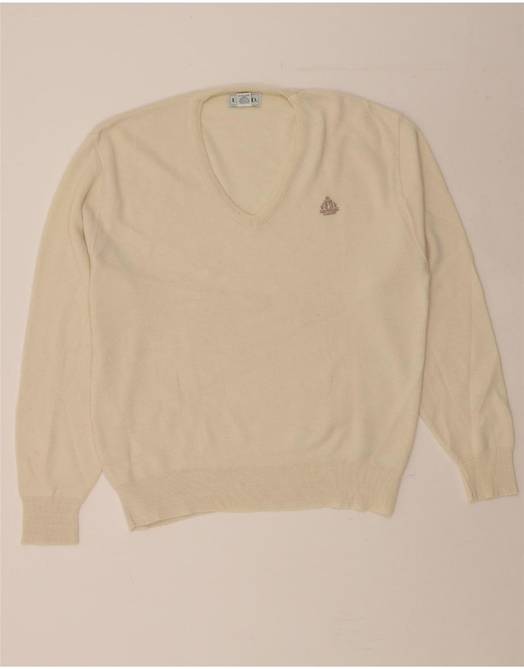 IZOD Mens V-Neck Jumper Sweater XL White Acrylic Vintage Izod and Second-Hand Izod from Messina Hembry 